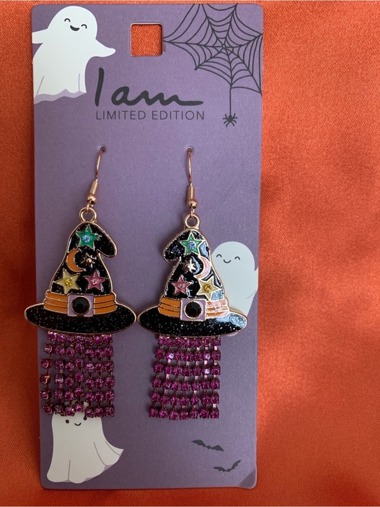 I AM Jewelry - Black & Purple Witch Hat Dangle Earrings